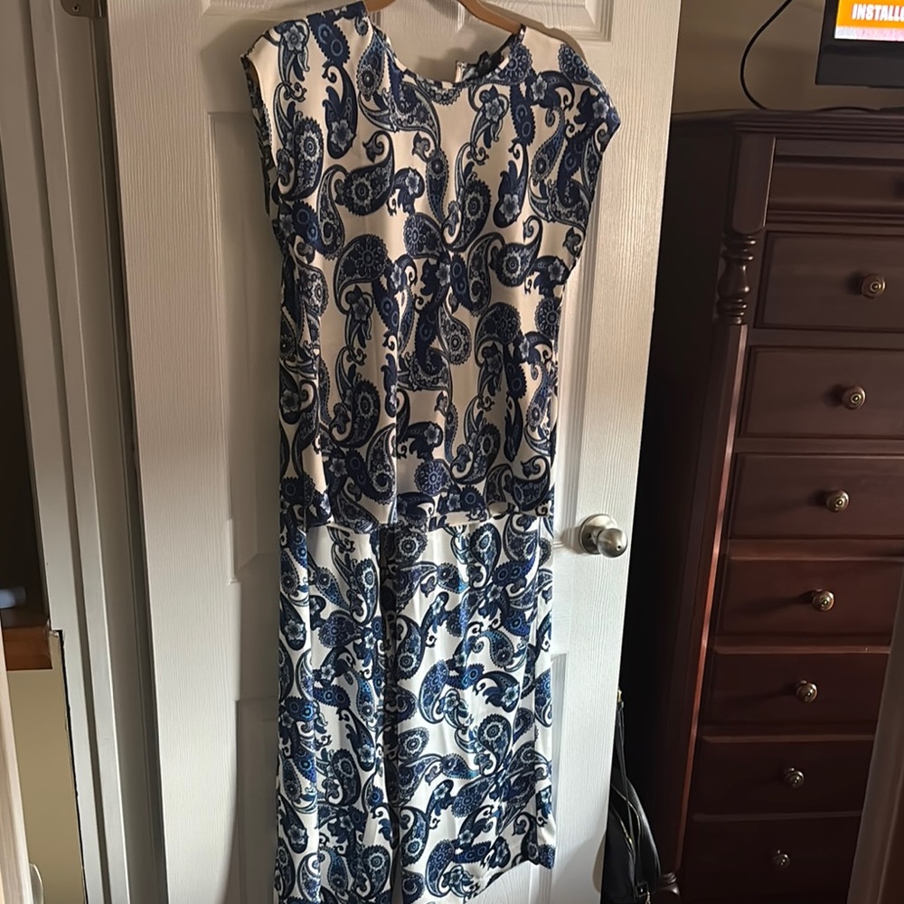 Express Elegant Blue and White Paisley Dress
